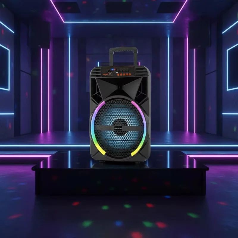 Trolley Bluetooth Speaker Heavy Bass RGB LED Custom Logo Portable Outdoor Party Karaoke Stereo Audio