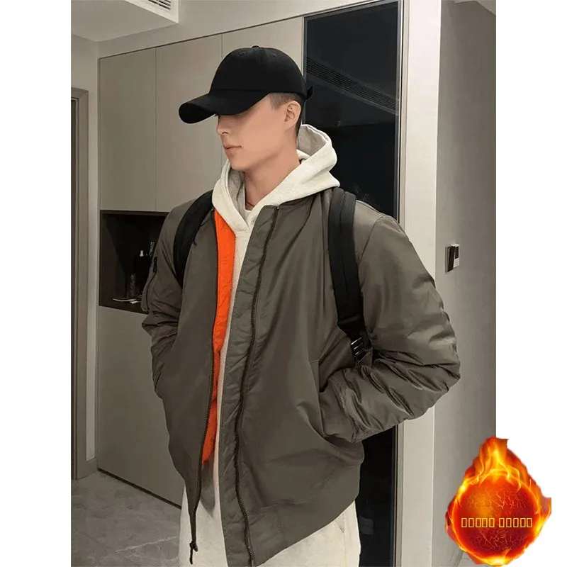

American Sle MA Pilot Jaet Cotton Workwear Baseball Coat Men's Autumn Winter Thiened Warm Stand Collar Zipper Casual