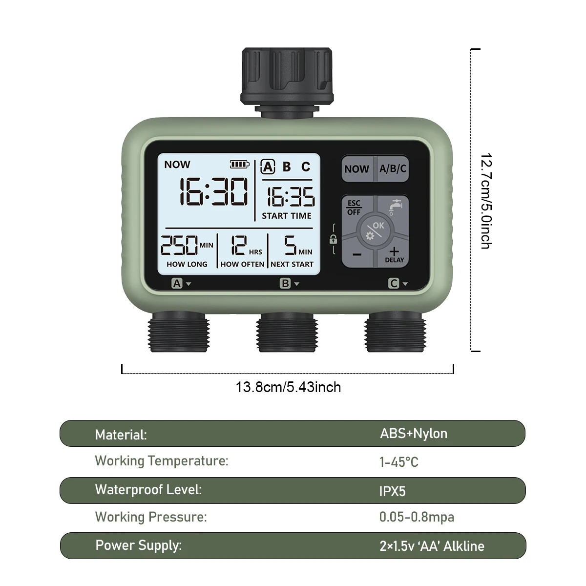 Imagem -02 - Eshico Hct378 Sistema de Irrigação Inteligente com Temporizador Triplo Saídas