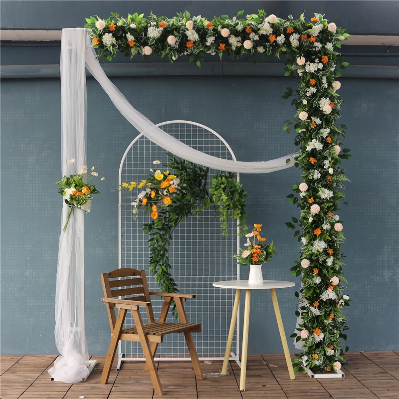 Wedding Decoration 1.6m 2.7m Artificial Flowers Green Leaves with Hydrangea for Christmas Party Home Decor Props Customized