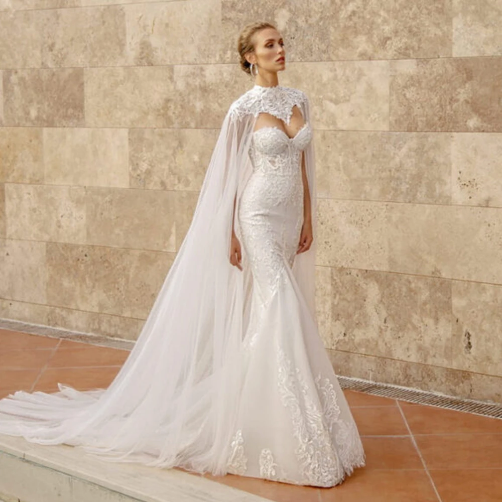 Vestido de novia de dos piezas con escote Corazón, sirena, apliques de gama alta