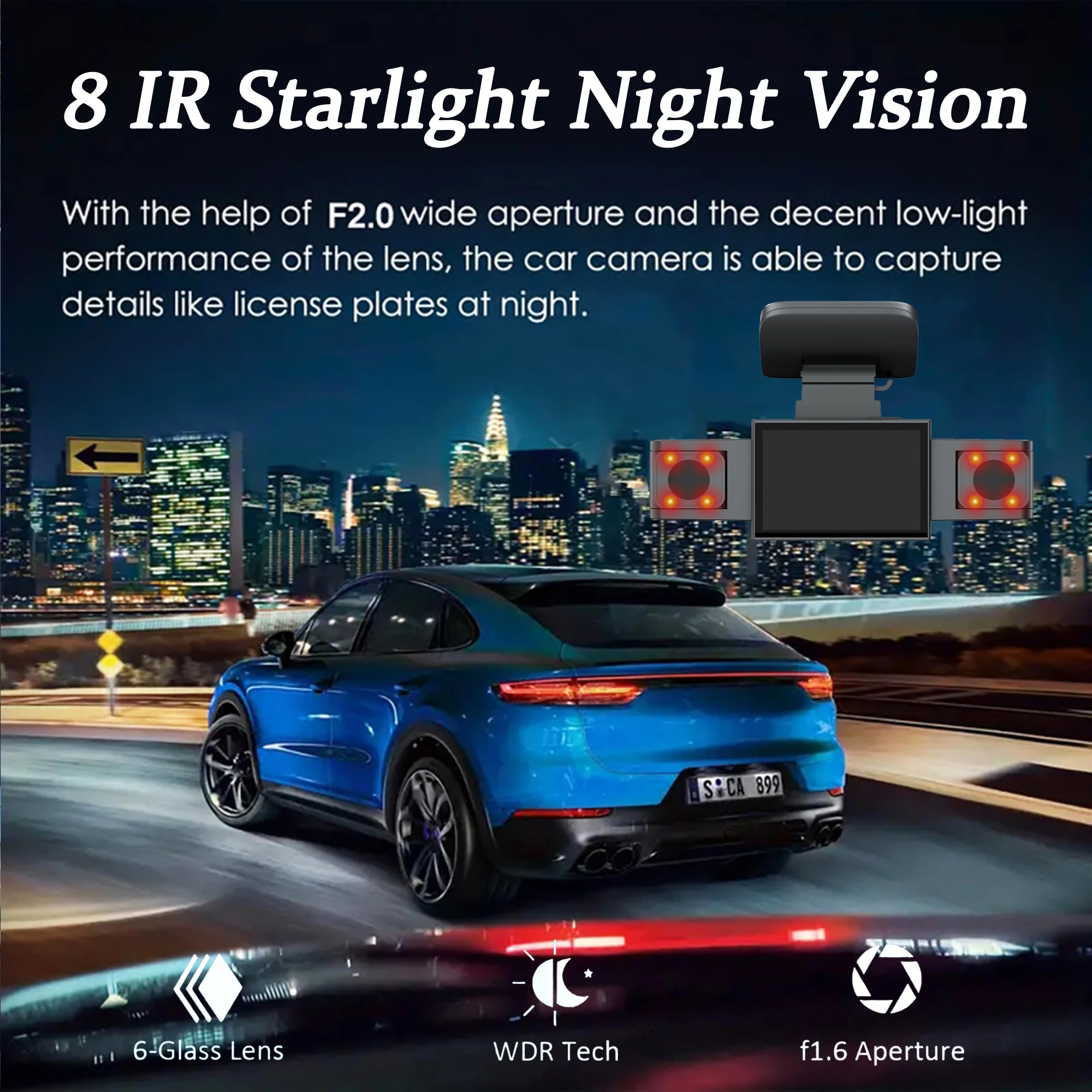 3 Channel Dash Cam WiFi Video Recorder Three Lens Car Camera with Rear View DVR 24H Parking Monitor Black Box car accessories