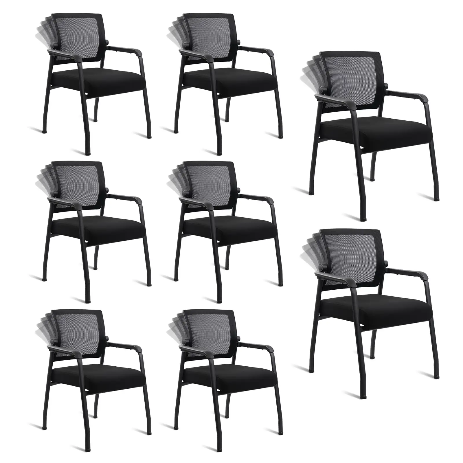 Desk Chair No Wheels with Adjustable Mesh Backrest, Arm Chair with Ergonomic Lumbar Support and Thickened Seats