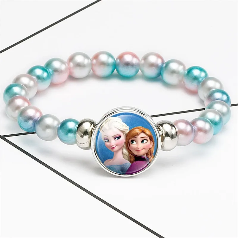 Disney Frozen Tangled Snow White Sofia Bracelet Elsa Anna Colorful Bead Jewelry Toys for Children Birthday Gift