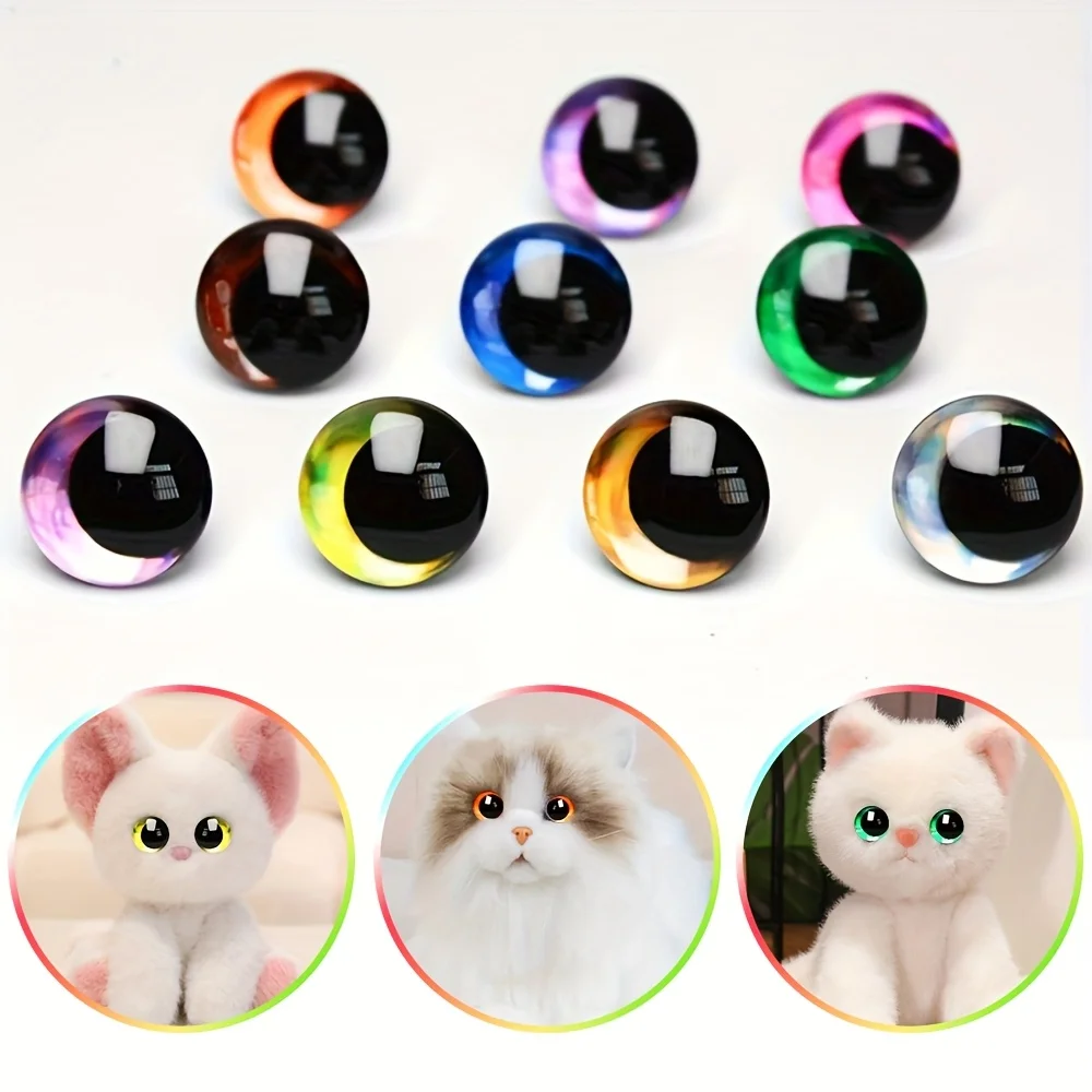 20pcs 3D Flash Gradient Safety Eye Set 12mm-30mm plastic craft eyes are suitable for DIY dolls and handmade doll making