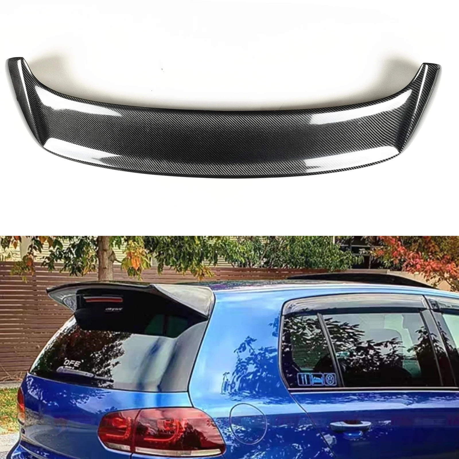 For Volkswagen VW Golf VI 6 mk6 GTI R20 2010-2015 Hatchback Rear Trunk Roof Spoiler Wing Real Carbon Fiber Tailgate Splitter Lip