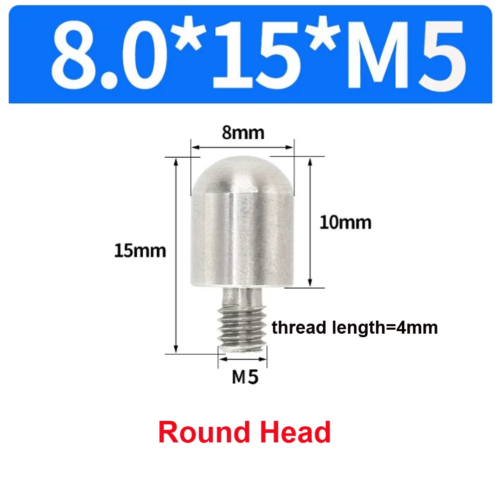 10 Stück/Beutel Edelstahl 303 Positionierstifte M6 Konischer Rundkopf mit Flachkopf Außengewinde Metall-Einsatzschraube 5mm Verriegelungsbefestigung – Detail 36
