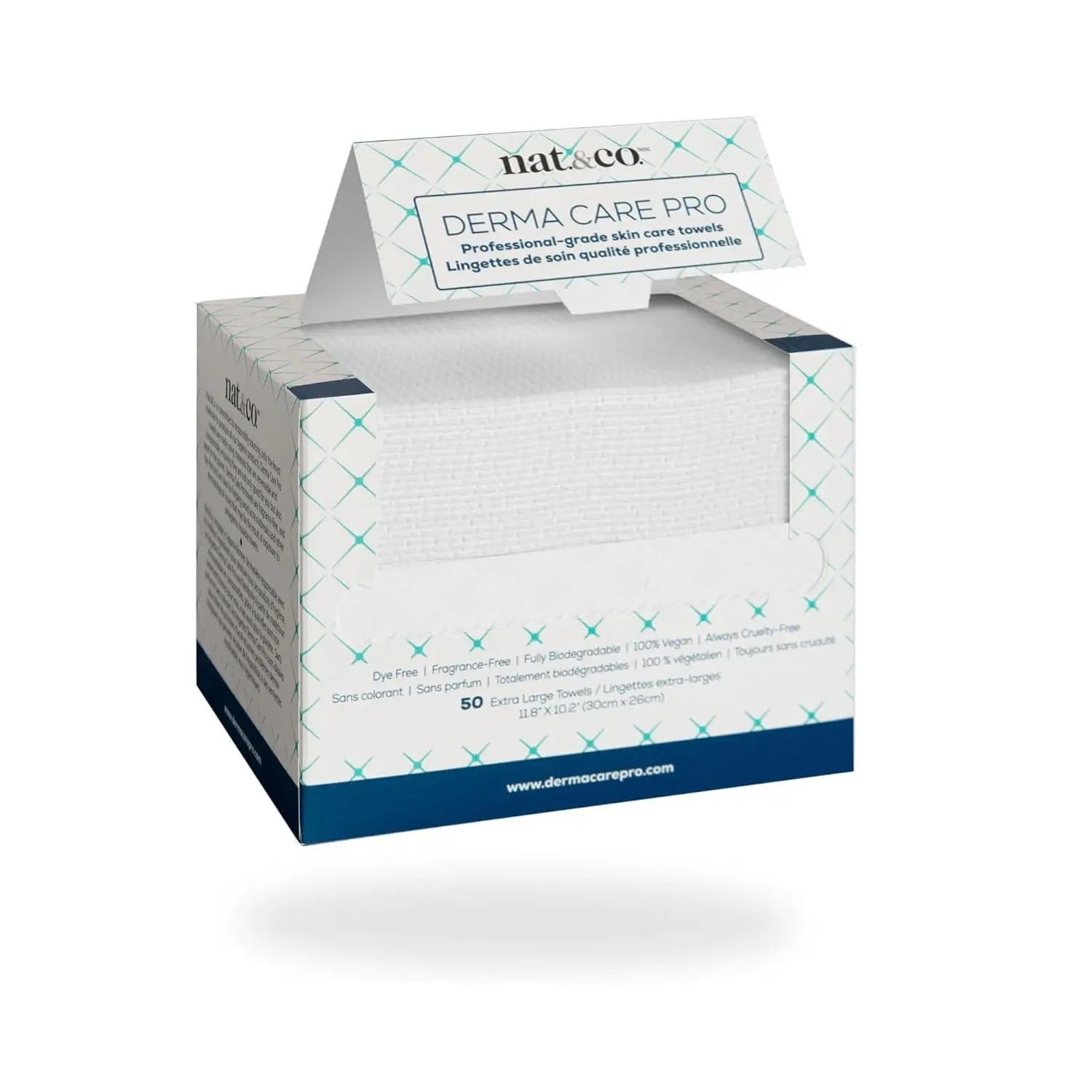 

Профессиональные большие полотенца для лица, 100% биоразлагаемый материал USDA, сухие салфетки для снятия макияжа для чувствительной кожи - 50 штук