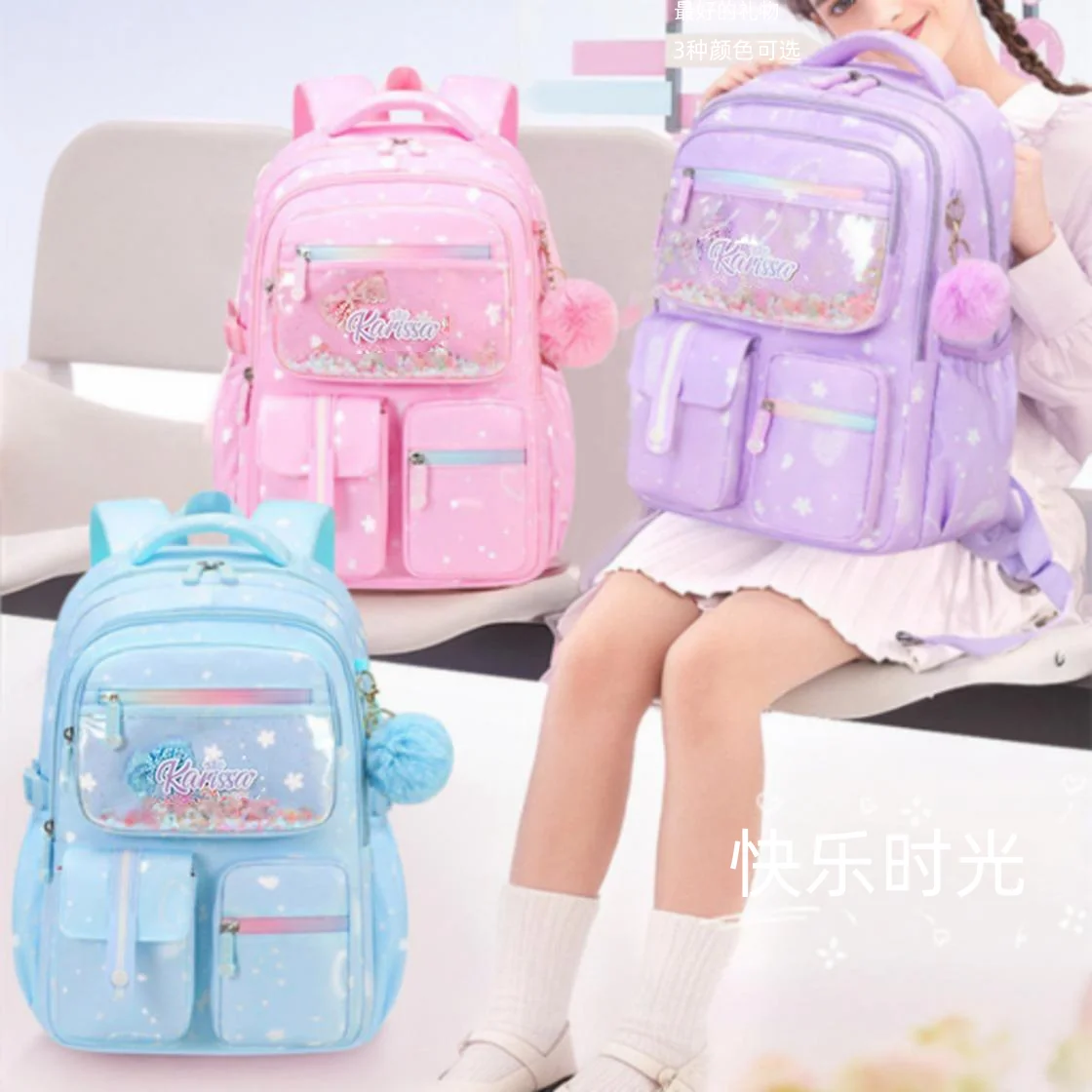 New Leisure School Bag Mochila Escolar Lunch Bag Boy Girl Primary Student Shoulder Orthopedic Backpack Large Capcity Water Proof