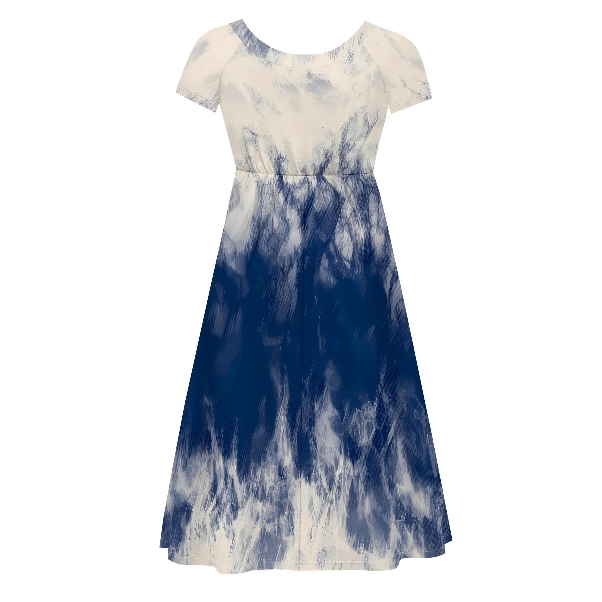 EQQZD Sukienki damskie w stylu boho z nadrukiem tie-dye, letnie, luźne sukienki z krótkim rękawem i okrągłym dekoltem