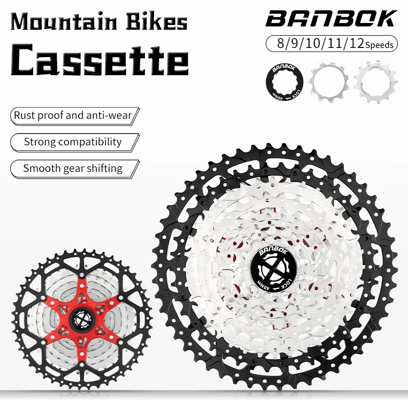 BANBOK MTB Bike 8 9 10 11 12 Speed Bicycle Freewheel 11-32T/34T/36T/42T/46T/50T/52T Cassette Sprocket for SHIMANO SRAM Parts