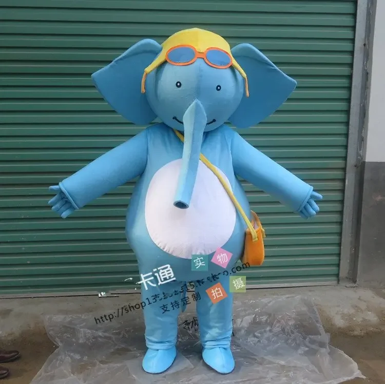 Christmas New Style Elephant Mascost Costume With Big Ear Blue Mascot For Adult Animal Halloween Party Event