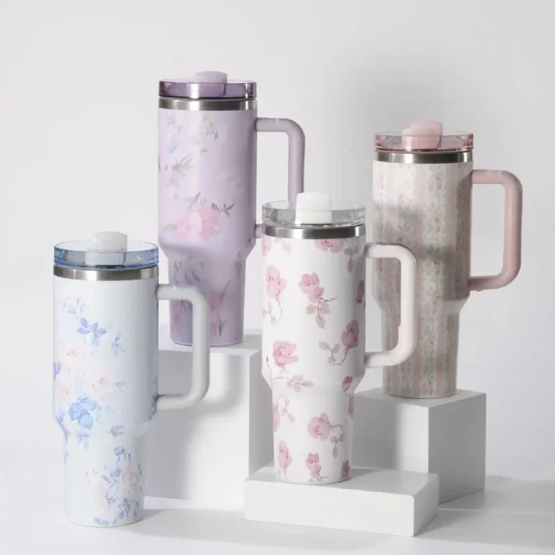 

For 2025 1000ML Large Capacity Water Bottle Various Styles Pink White Christmas Gifts Vacuum Cup Stainless Steel Juice Milk Tea