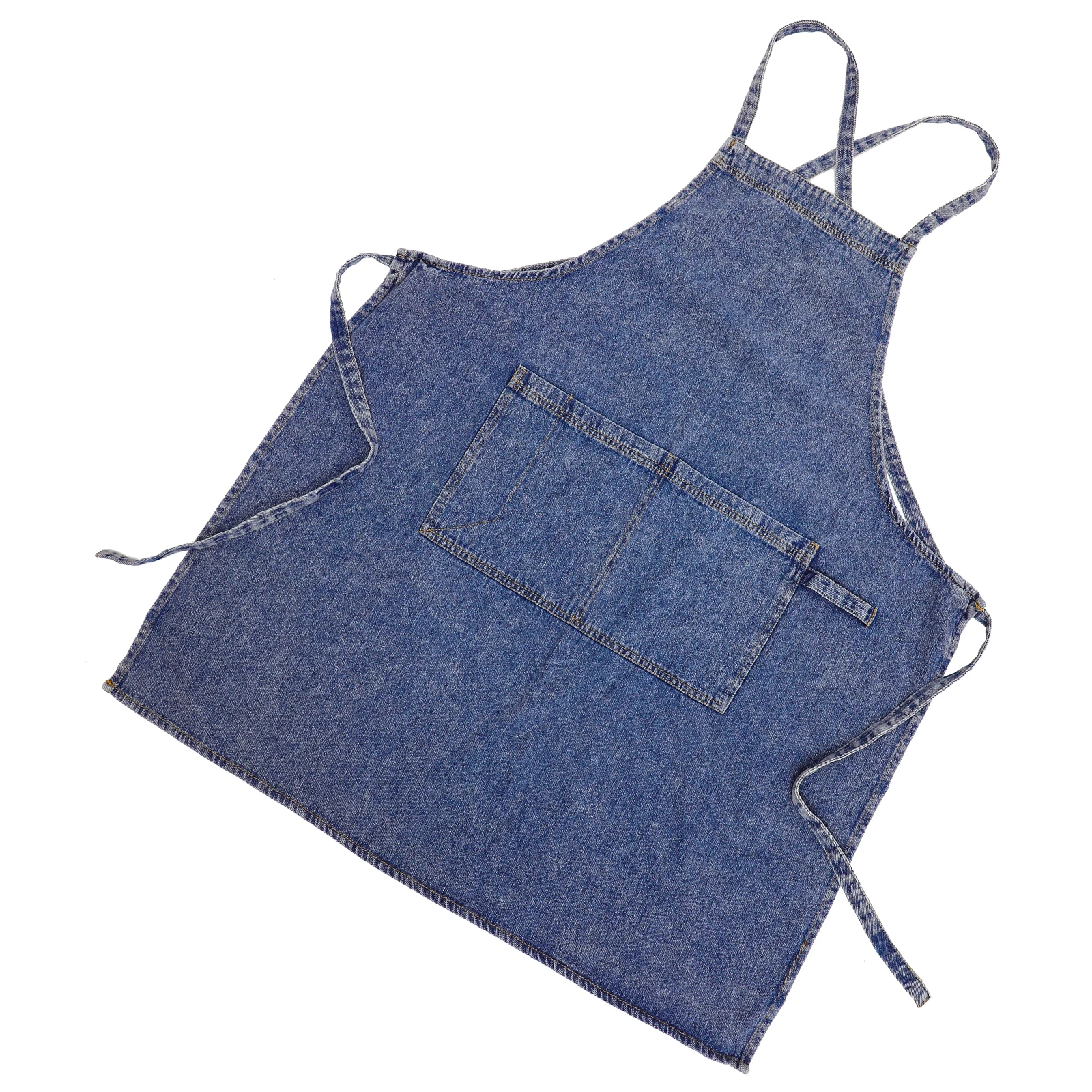 

Sturdy Denim Apron Adjustable Strap Reusable Chef Apron With Pocket Cooking Protector For Women Kitchen Bbq Camping Household
