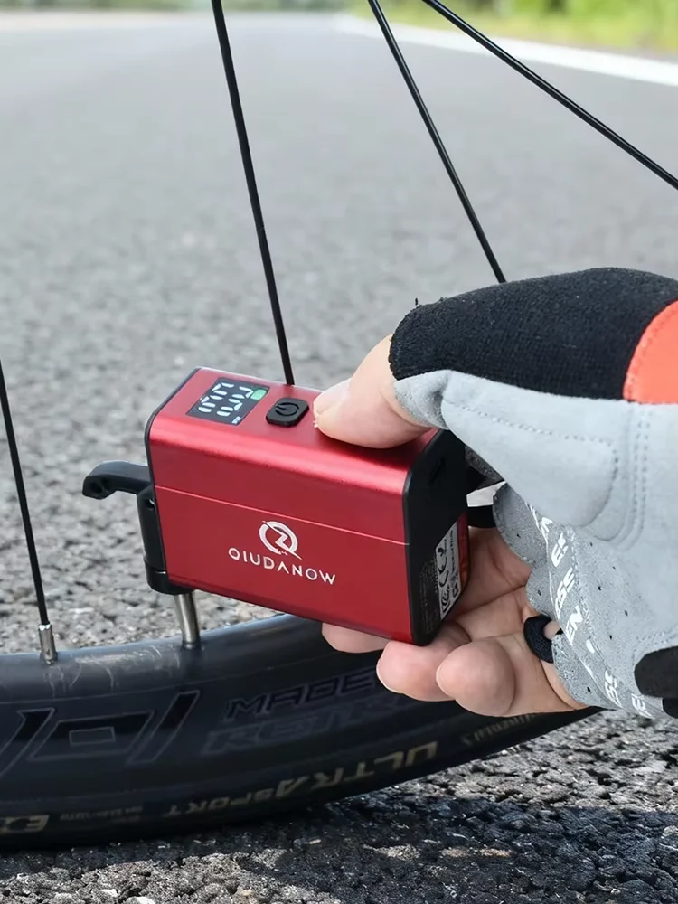 

QIUDANOW Smart Electric Mini Air Pump 120PSI with Digital Gauge Auto Stop Rechargeable Cycling Tire Inflator for Presta/Schrader