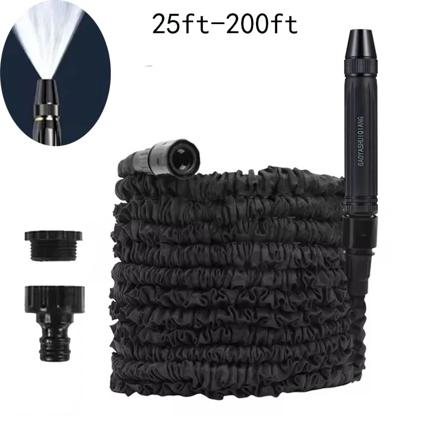 25FT-200FT Expandable Magic Hose Home Garden Watering Water Pipes High-Pressure Car Wash Cleaning Water Gun Gardening Supplies