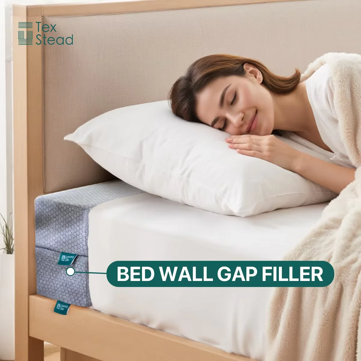 Air Layer Rectangular Bed Gap Filler, Memory Foam Long Pillow, Breathable Mattress Wedge, Soft Side Sleeper Support
