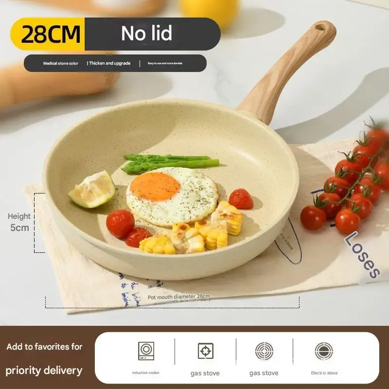 Maifan stone Pan Steak Frying Pan Stir-fry Wok Ceramic Omelette Household Non-stick pan, gas stove induction cooker  universal view 5
