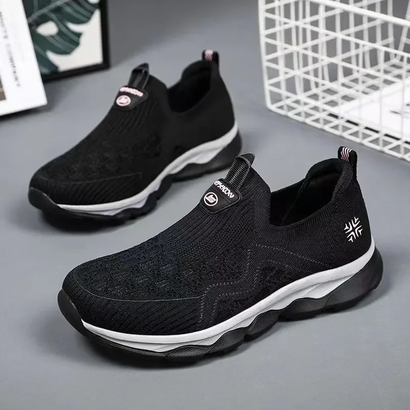 

Women's Casual Shoes One Kick Round Toe Flying Mesh Shoes Women Leisure Soft Soles Anti-slip Wear-resistant Zapatillas De Mujer