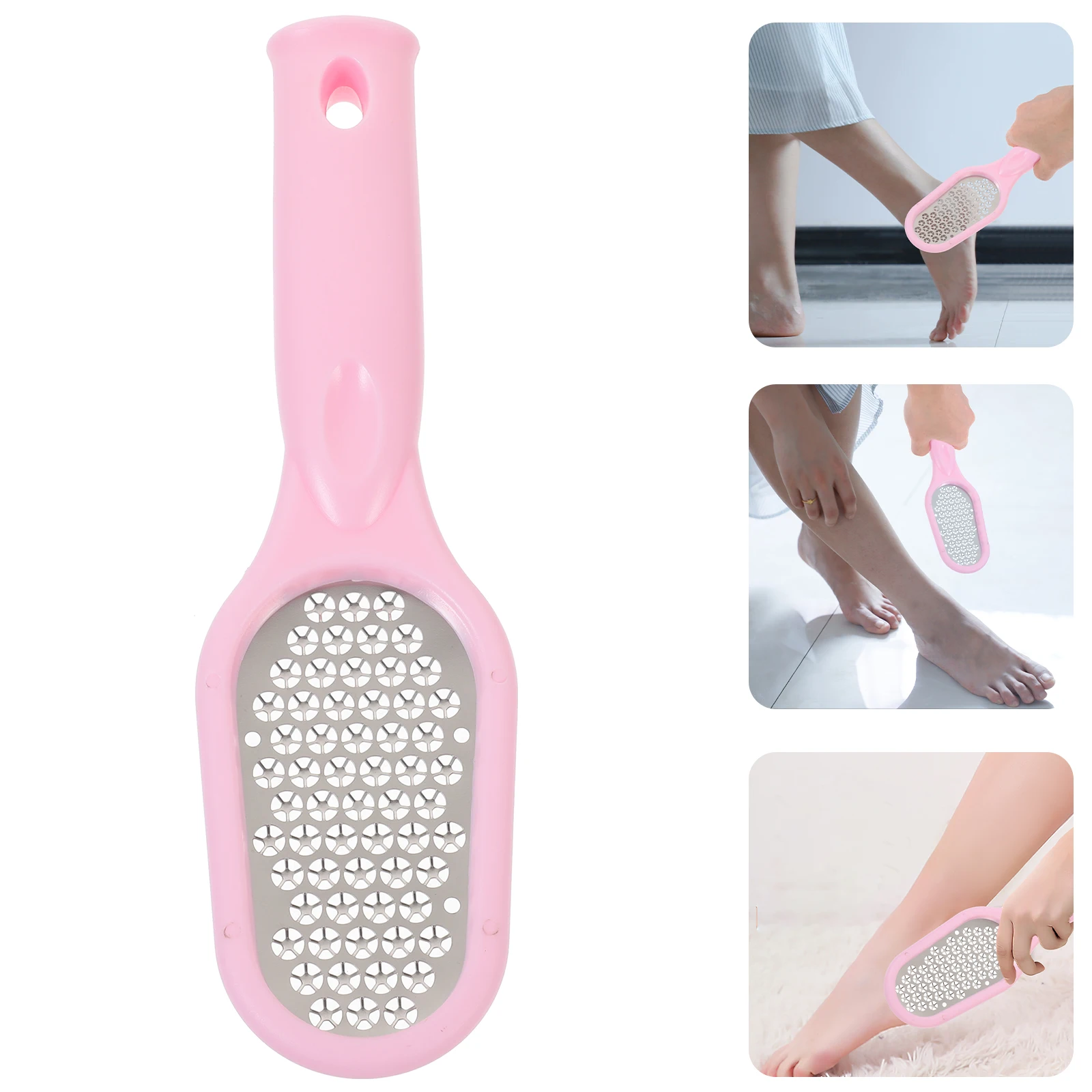 

Pedicure Foot Scrubber Stainless Steel Pink Callus Remover Tool Dead Skin Feet Grater Manual File Pedicure Heel Exfoliator