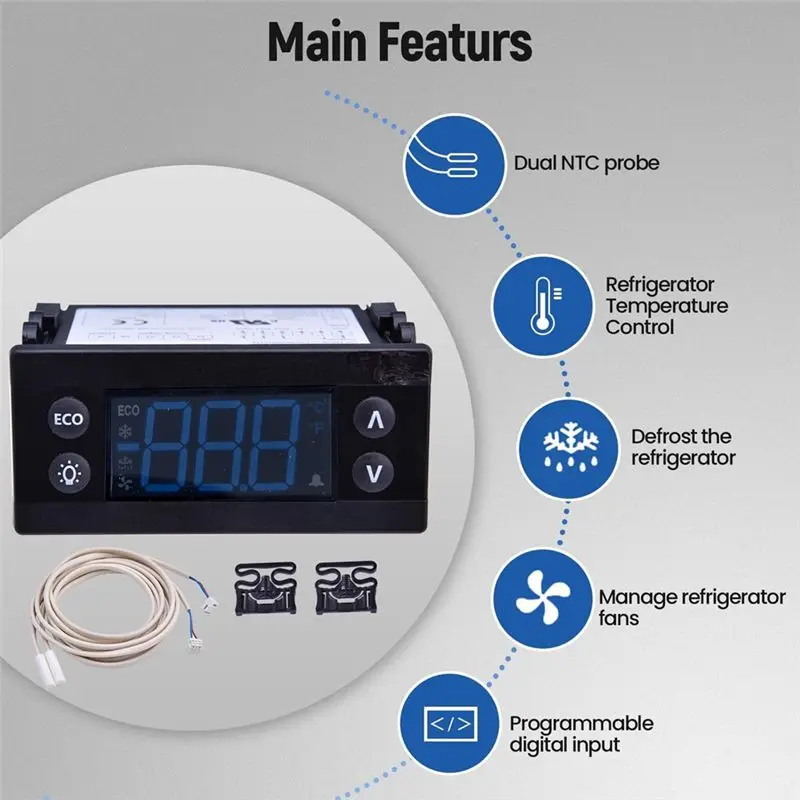 ABHI-Temperature Controller Kit Electronic Refrigeration Controller With Dual Sensor Probes 00C30-123D-03 080G3492