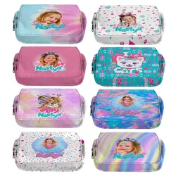 Like Nastya Pencil Case Double Layer Large Capacity Pencil Bag Cute Girls Back to School Stationery Supplies Schools & Offices