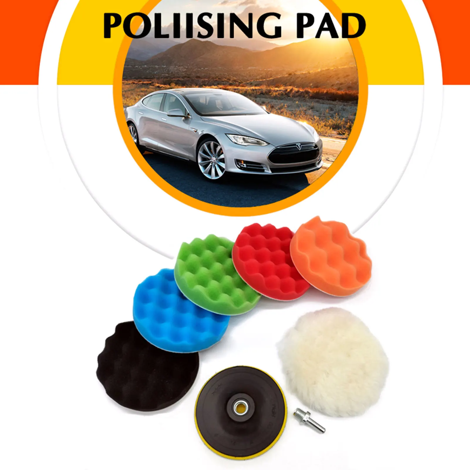 3-Inch Wool Polishing Pad 5PCS Sponge Buffing Pads Kit Sanding Discs With Backing Pad Sponge Wheel Car Detailing