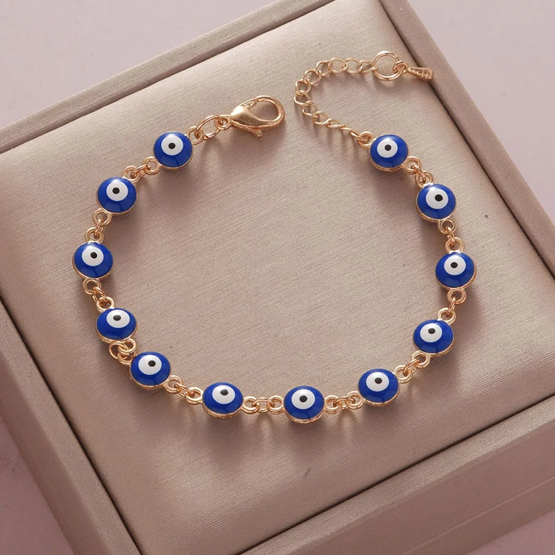 Clearance Lucky Turkey Evil Eye Bracelet for Women Men Colorful Red Blue Eye Adjustable Metal Chain Bangles Good Luck Wealth Jew