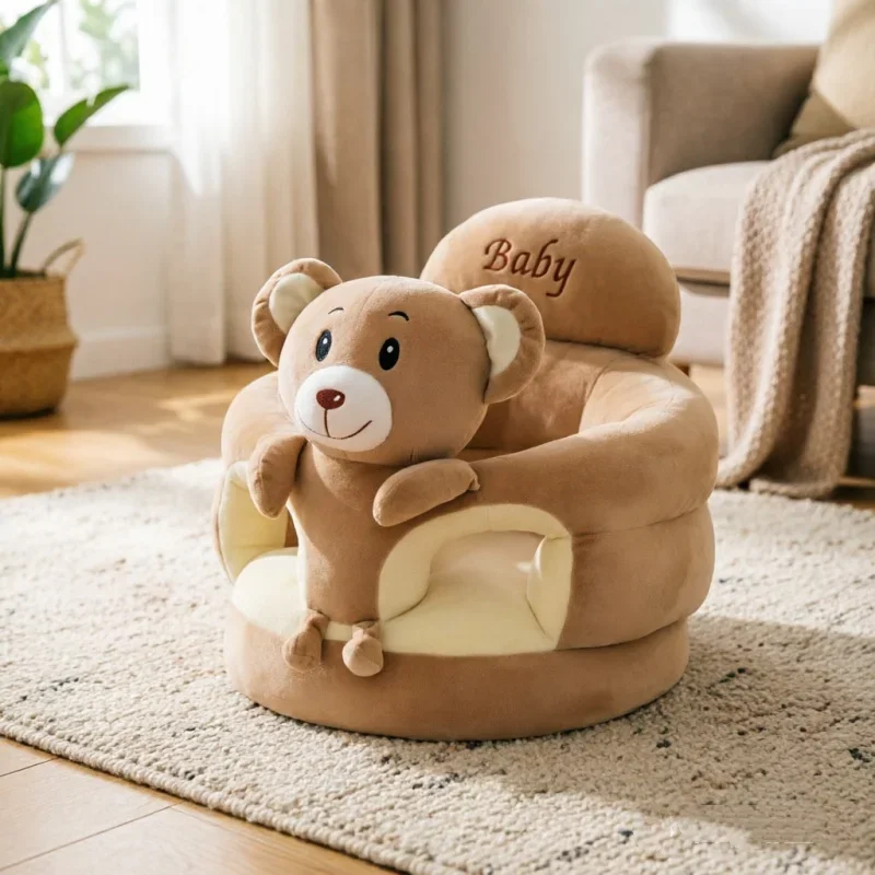 Cartoon Animal Plush Support Sofa Seat Soft Nest Puff Washable Chair For Practicing Sitting Feeding And Daily Rest Indoor Use