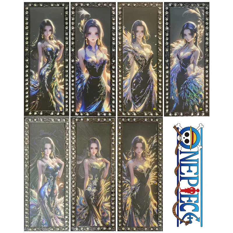 Hongka Anime One Piece Metal Drill Ticket Stub Cards Boa Hancock Collection Cards Christmas Birthday Gifts Children's Toys