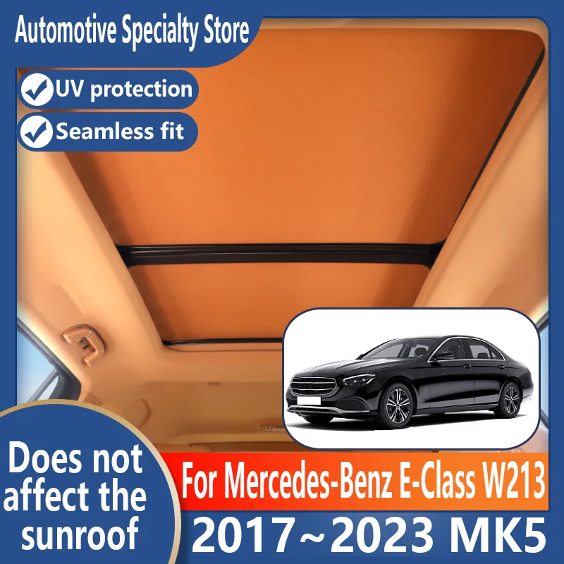 

For Mercedes-Benz E-Class 2017~2023 22 Car Panoramic Sunroof Insulation Roof Visor Electrostatic Adsorption Suede Fabric Anti-U