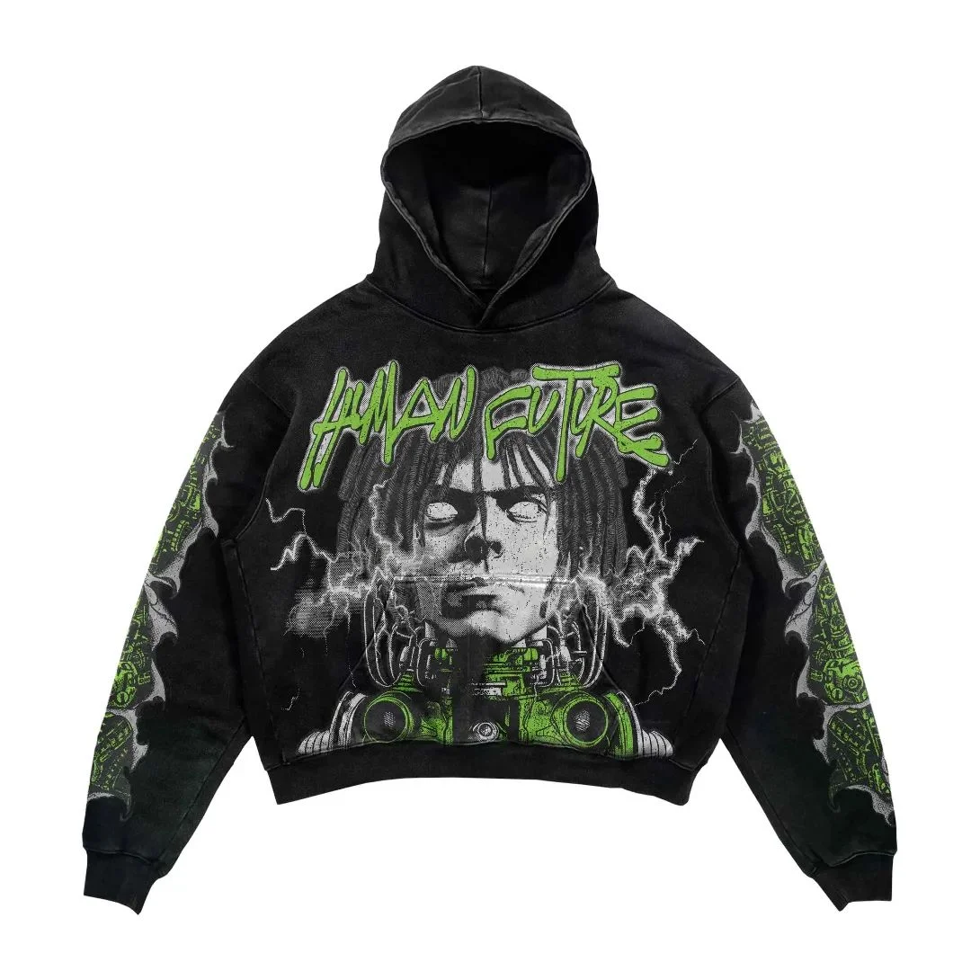 y2k Wome clothing hoodies Printed Pattern Pullover Sweatshirt streetwear Oversized Punk Vintage kpop dance long-sleeved tops