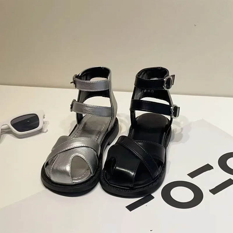 Girls Princess Sandals Roman Style Soft Sole Kids Casual Shoes Non-slip 2026 Summer New Children Fashion Sandals Versatile