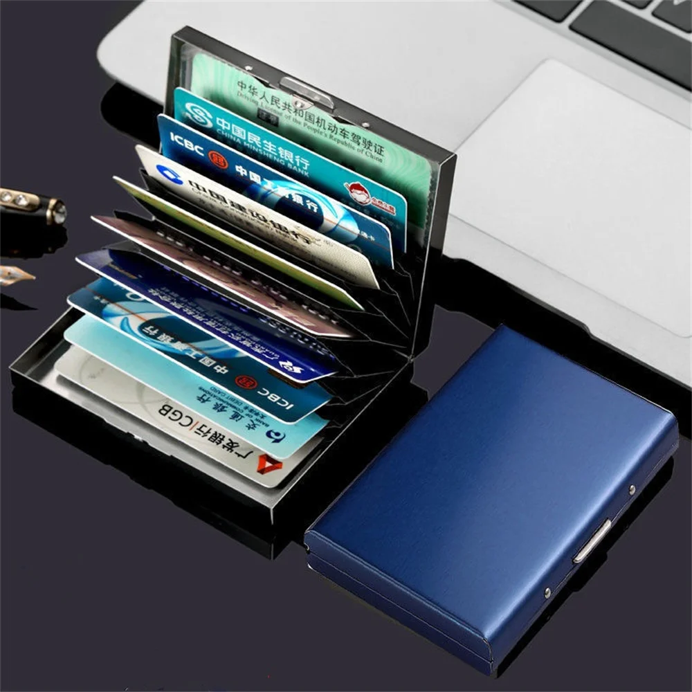 Porta carte d'identità Moda 6/10 slot per carte Porta carte Custodia in acciaio inossidabile Scatola anti-smagnetizzazione Protezione portatile per organizer