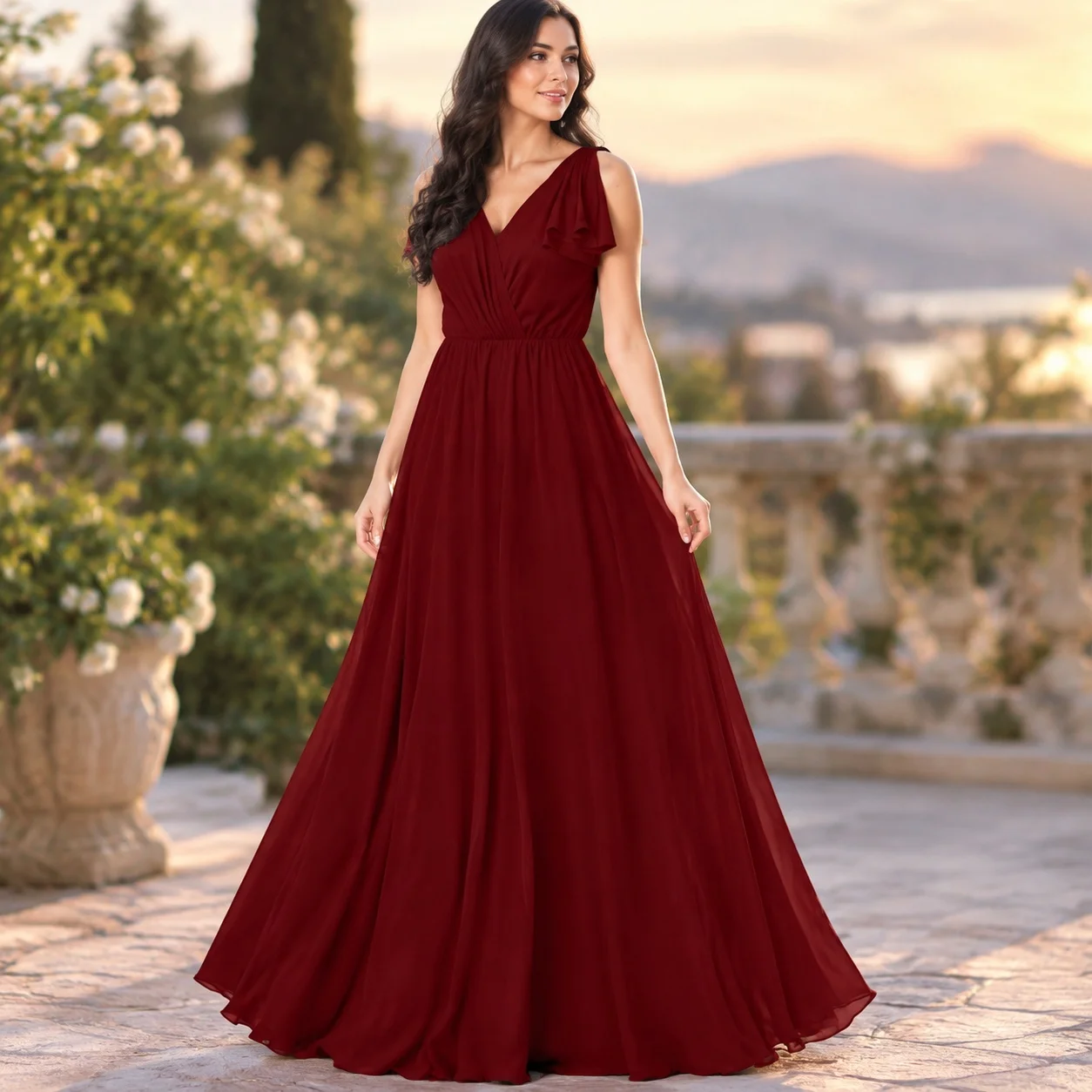 No Sleeves Sleeveless Gown Mid Rise Waist Casual with Off Shoulder Pleated Dress Maxi Length Spring Evening Dress for Women