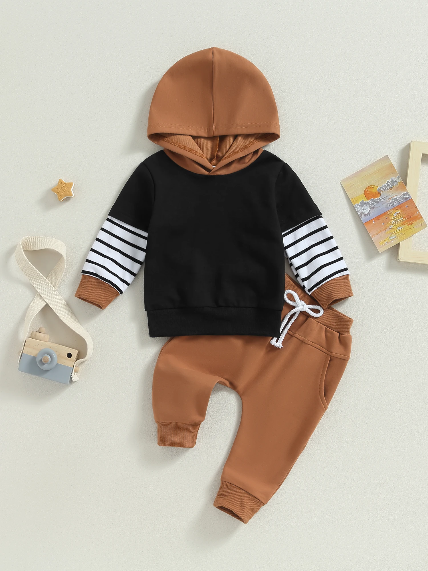 

Baby Boy Winter Clothes Set Colorful Hoodie Sweatshirt Top and Cozy Pants - Perfect Outfit for Fall and Winter Seasons