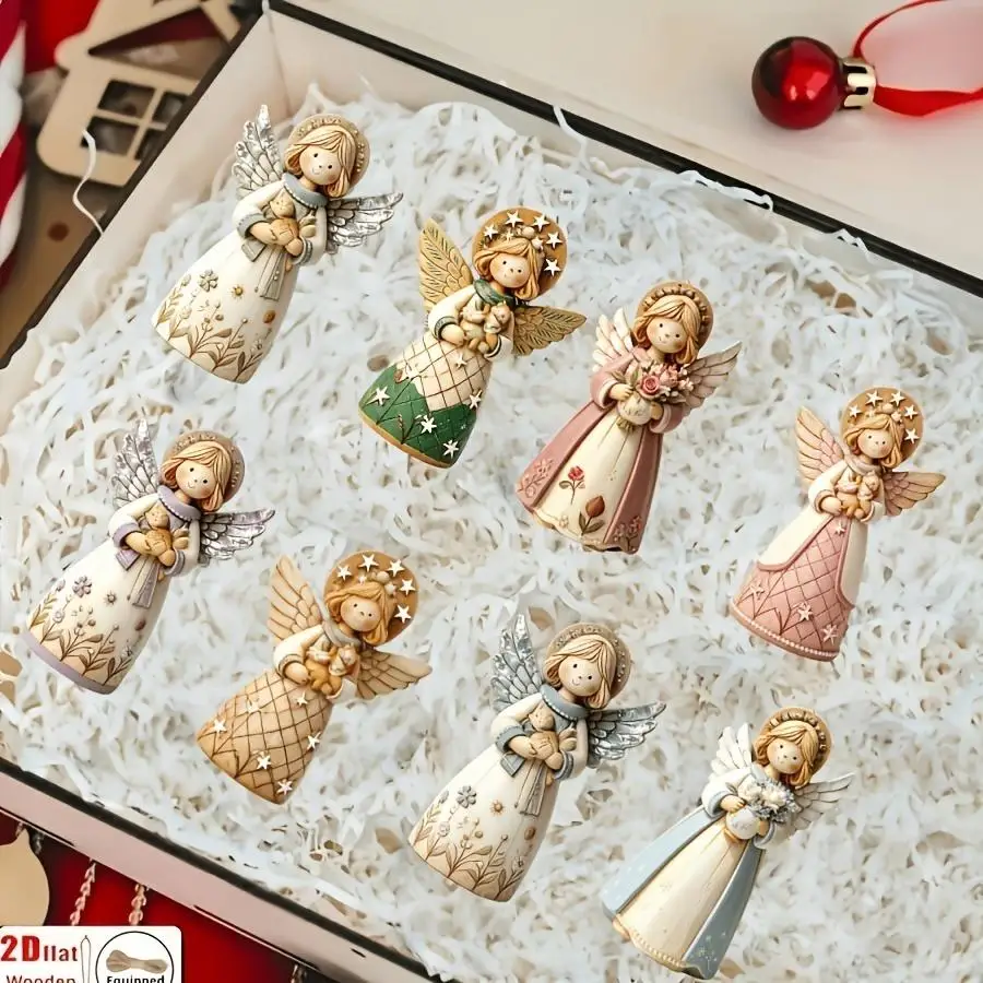 1/5/10/20/50/100pcs 2D Template, 8 Retro Angel Ornaments Suitable for Indoor/Outdoor Christmas Trees and Home Decor - Artificial