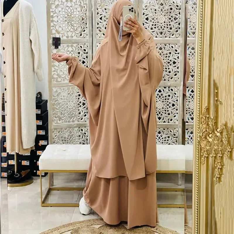 

Abaya Long Khimar 2 Piece Set Muslim Women Prayer Garment Hijab Dress Ramadan Gown Abayas Dubai Islam Clothes Robe Niqab Burqa