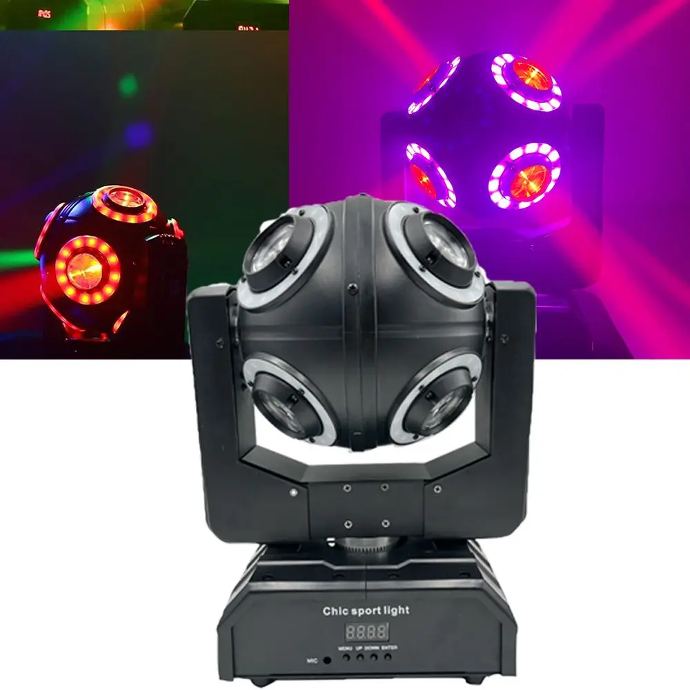 8*12W Football Profile Moving Head LED Beam Light with Ring Circle LED for Night Club, Chic Sport Light Stage Disco Lights