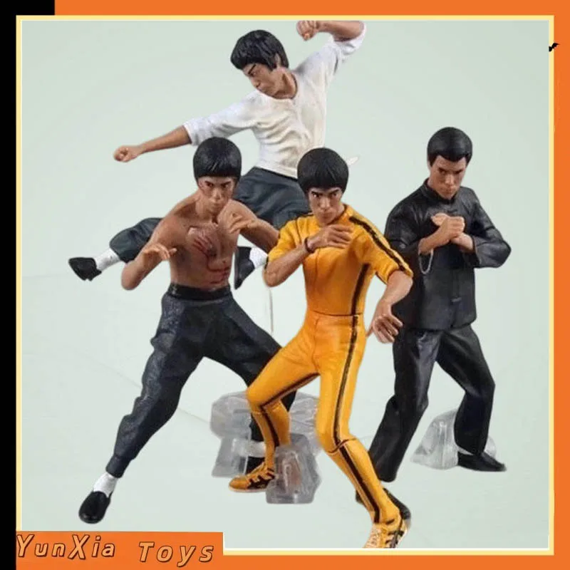 Bonecos de Ação Bruce Lee: 4 Estilos, PVC, Embalados, Estátuas de Estrelas de Kung Fu, Modelo Colecionável de Periféricos de Filmes para Fãs de Artes Marciais