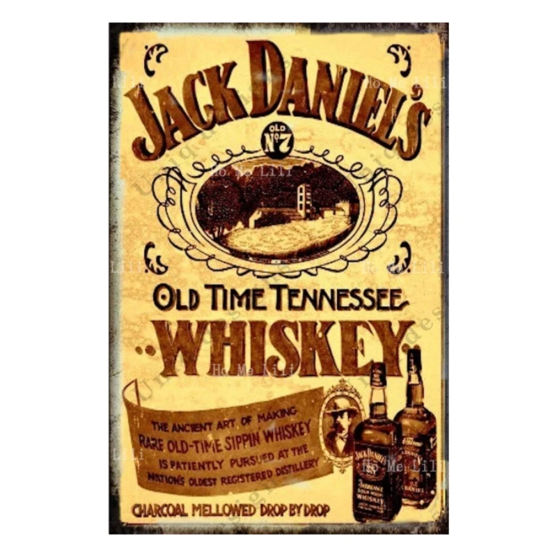 Vintage Metal Tin No 7 Old Time Tennesse Whiskey Tin Sign Beer Alcohol Signs Poster Basement Bar Decor Man Cave