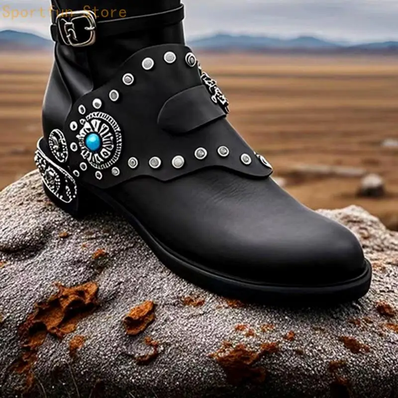 Equine Boot Spur Straps, Two PU Leather Straps with Metal Closures, Adjustment Openings, and Sparkling Decorative Trim X7JD