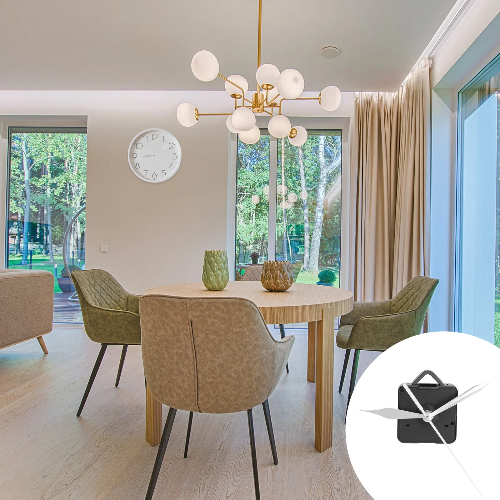 

Clock Movement Kit Silent Core with 3 White Hands Precise Replacement Parts for Wall Desk DIY Clocks Cross Stitch