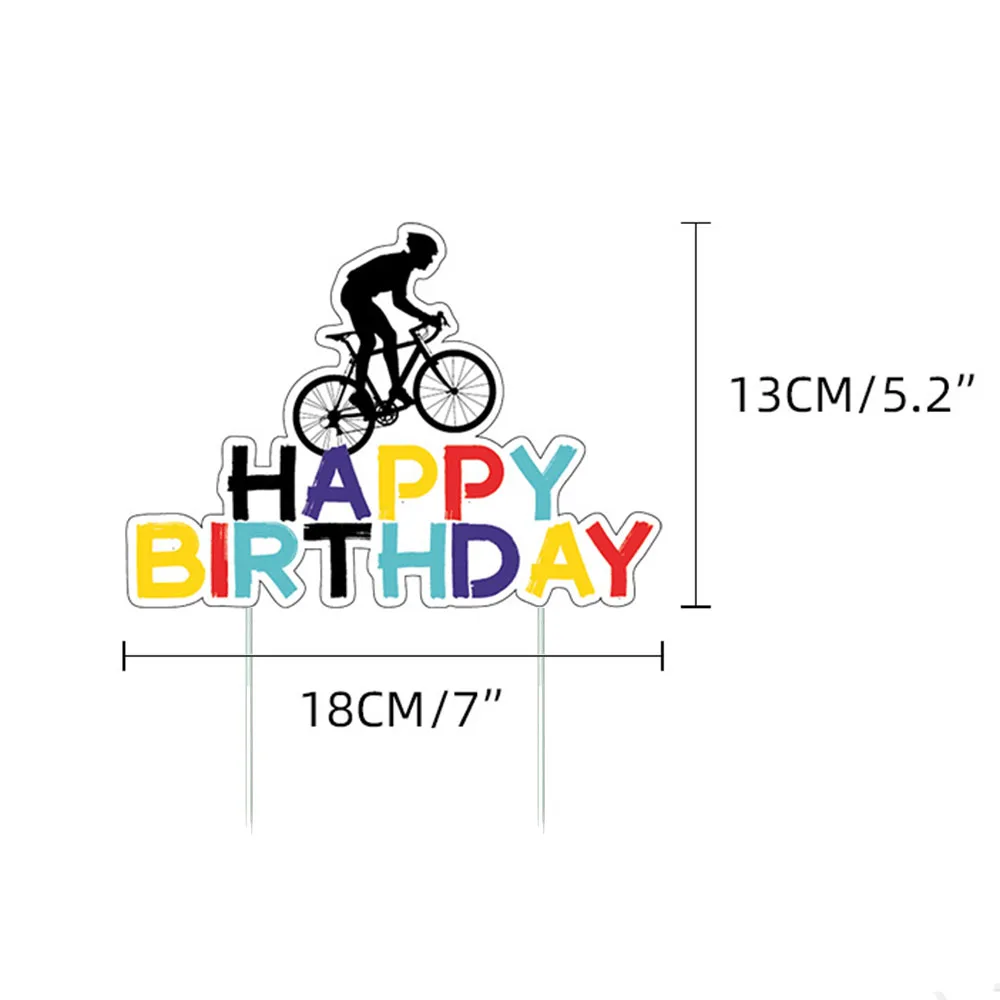 Bicycle Cake Topper Happy Birthday Cake Decor Cupcake Topper for Sports Theme Cake Topper Man\'s or Boy\'s Birthday Party Supplies