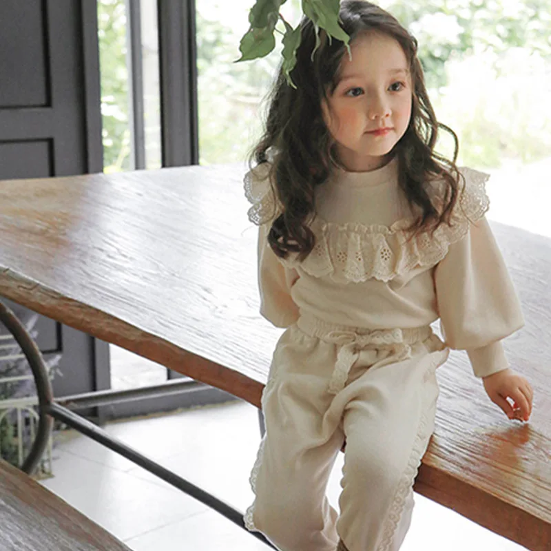 2025 Autumn Korean Children's Clothing Children's Girls Lotus Leaf Edge Foreign Lantern Sleeve Sweater