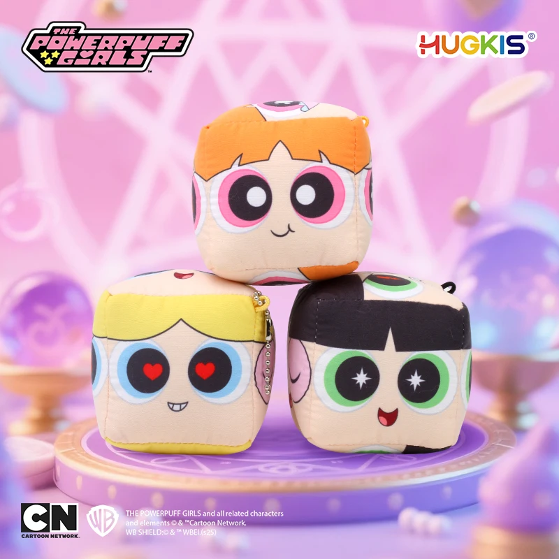 

Hugkis 7cm Anime The Powerpuff Girls Block Dice Plush Bag Charm Multi-Expression Square Doll Gift Toy Filled Animal Plush