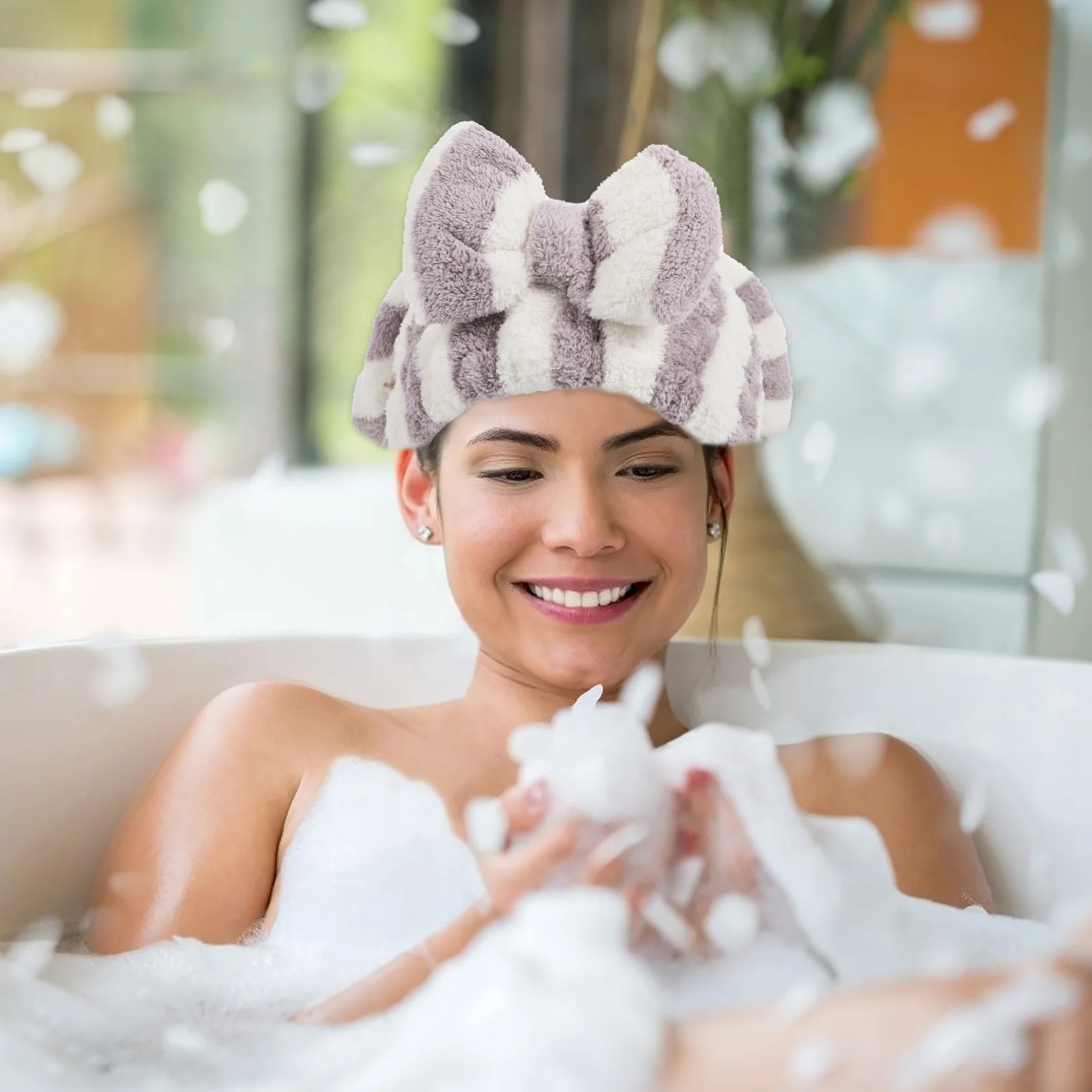 

Dry Hair Cap Shower Caps Reusable for Women Bow Tie Bathing Long Fiber Absorbent Miss Bonnet Curly