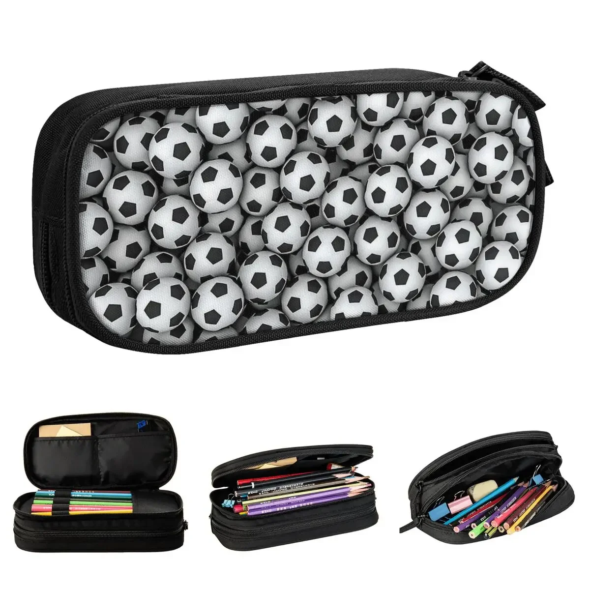 Soccer Balls Pencil Case Football Sport Pen Box Bags Kids Large Storage School Supplies Zipper Pencilcases