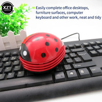 Ergonomic Mini Vacuum Cleaner Ladybug USB Rechargeable 360 Suction Multi-Surface Dust Collector for Keyboard Desktop Home Office