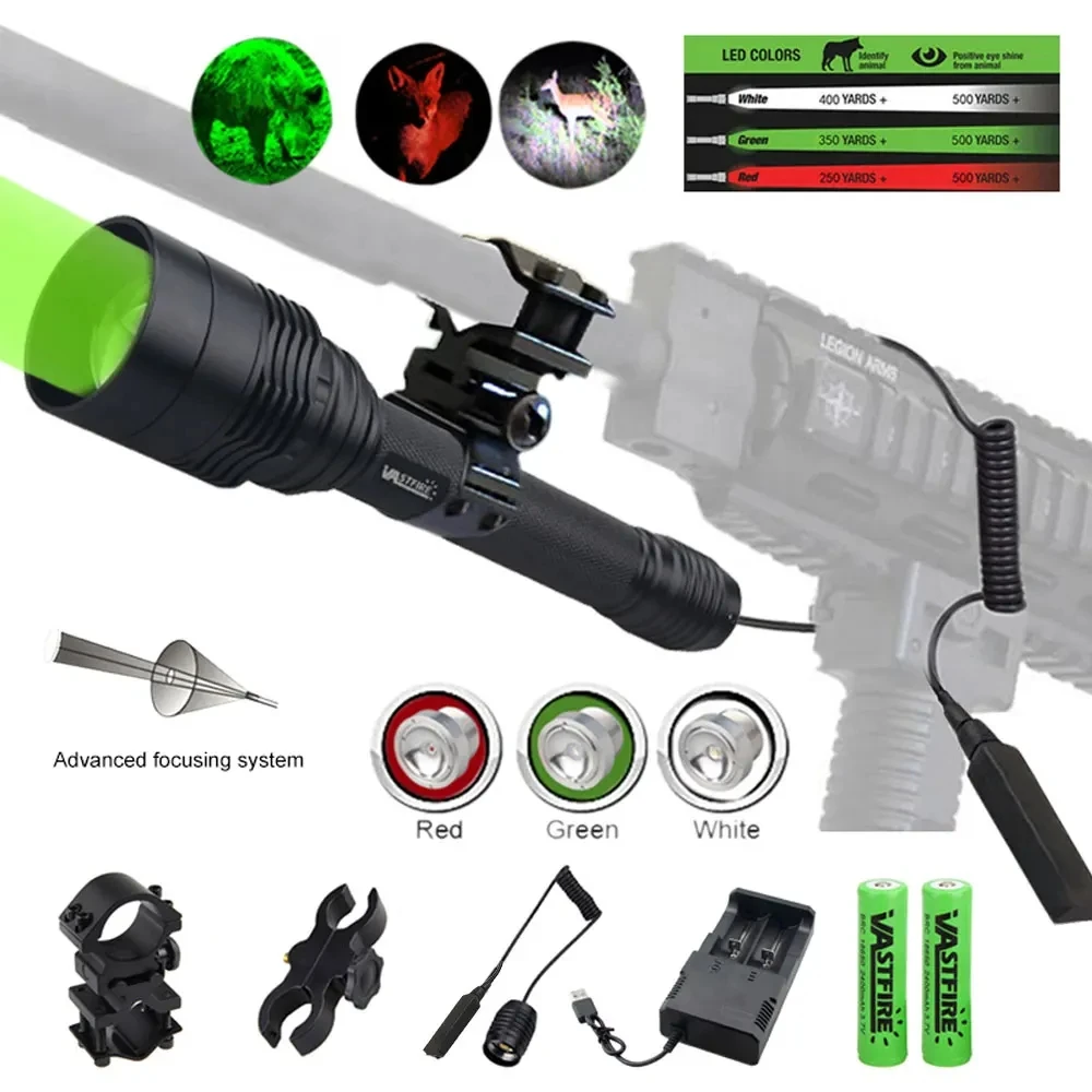 C11 Tactical Zoomable Hunting Flashlight XRE Red/Green/White Torch Predator Lanterna Focus Adjustable Torch Outdoor Scout Light